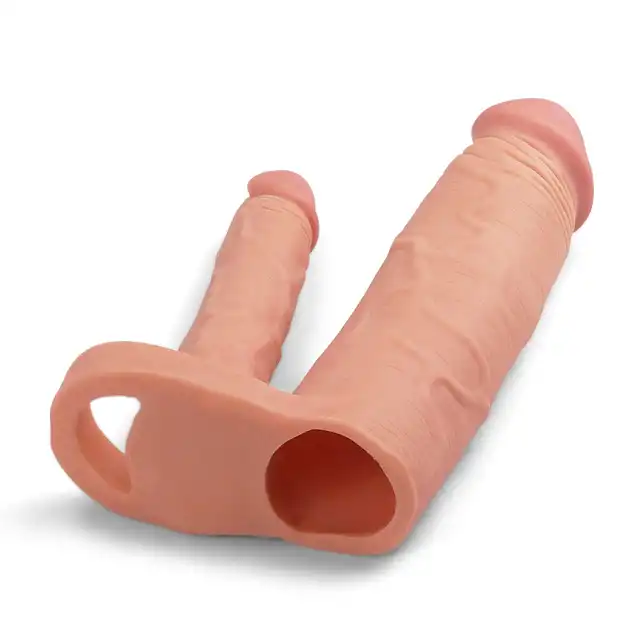 LoveToy - Double Penis Sleeve. Podwójna nakładka na penisa, wydłużenie, pogrubienie, podwójna penetracja. 