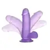 LoveToy - Purple Jelly Dildo. Żelowe dildo w fioletowym kolorze. Elastyczne, z mocną przyssawką. 15 cm długości. 