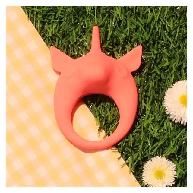 Lola - Mimi Animals Collection Unicorn Alfie Orange. Słodki wibrujący, elastyczny ring na penisa! Wysoka jakość, uroczy design. 