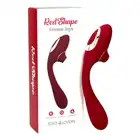 Femme Toys - Red Shape. Stymulator łechtaczki, dyskretny wibrator 2w1 - ssanie i wibracje w jednej zabawce. 