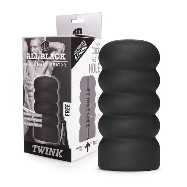 All Black - Twink Masturbator. Ultra gładki, hipoalergiczny i elastyczny materiał. Klasyczny masturbator - bestseller!
