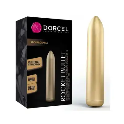 Dorcel - Rocket Bullet - Elegancki, złoty mini wibrator. Drobny bullet z mocnymi wibracjami