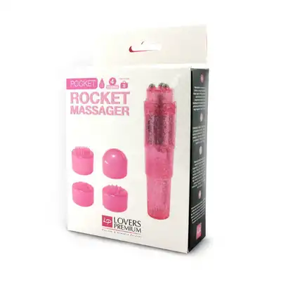 Lovers Premium - Pocket Rocket Massager Pink. Mini masażer z wymiennymi końcówkami. 