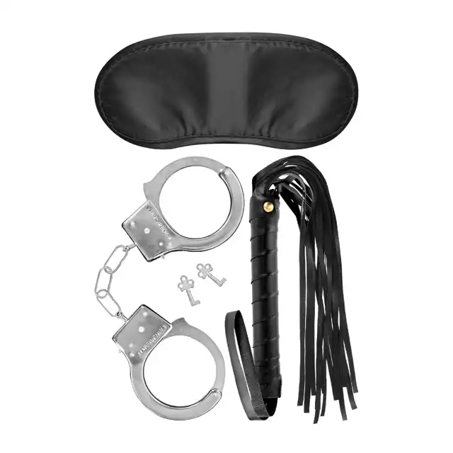 Fetish Tentation - Submission Kit. Zestaw kajdanki, pejcz i maska na oczy. Wzmocnione doznania i wyczulone zmysły. 