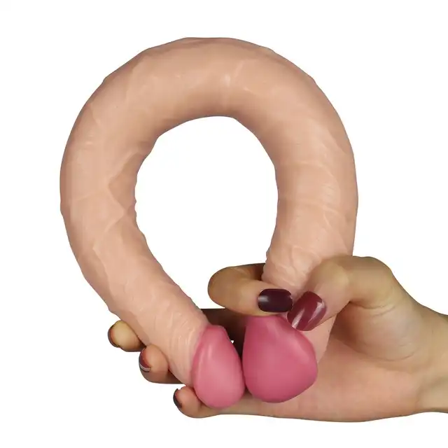 LoveToy - Double Dildo. 36 cm podwójne dildo, wspólna lub podwójna penetracja! Wysokiej jakości silikon, giętki i miły w dotyku.
