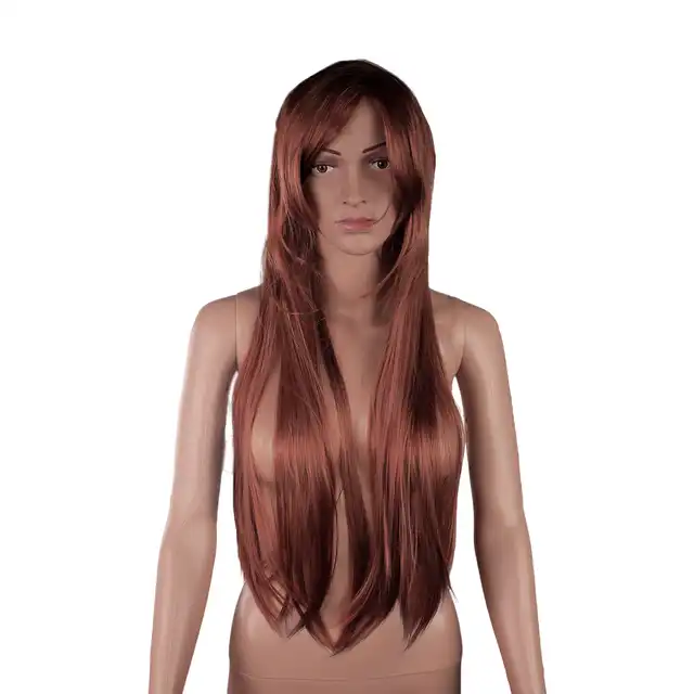 Wigs - Light Brown Wig. Peruka z grzywką jasny brąz ok. 100 cm długości