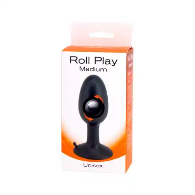 Roll Play - Korek analny. Rozmiar M. 10 cm x 3,5 cm. Korek analny z metalową kulką. 