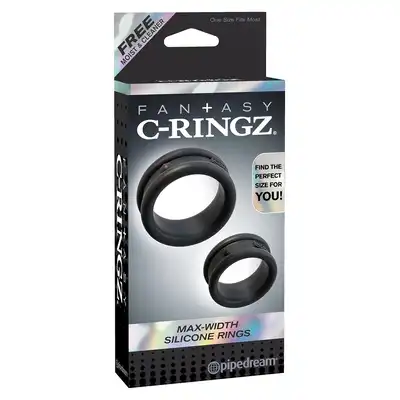 Fantasy C-Ringz - Max Width Silicone Rings Black - dwa silikonowe pierścienie erekcyjne z wypustkami
