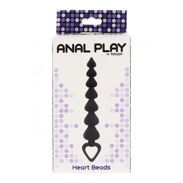 Anal Play by ToyJoy - Heart Beads. Koraliki analne w kształcie serduszek. Pętelka na końcu dla bezpieczeństwa. 