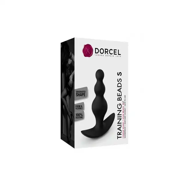 Dorcel - Training Beads size S. Wtyczka analna o stymulującej powierzchni. 10 cm długości, stopniowana szerokość. 