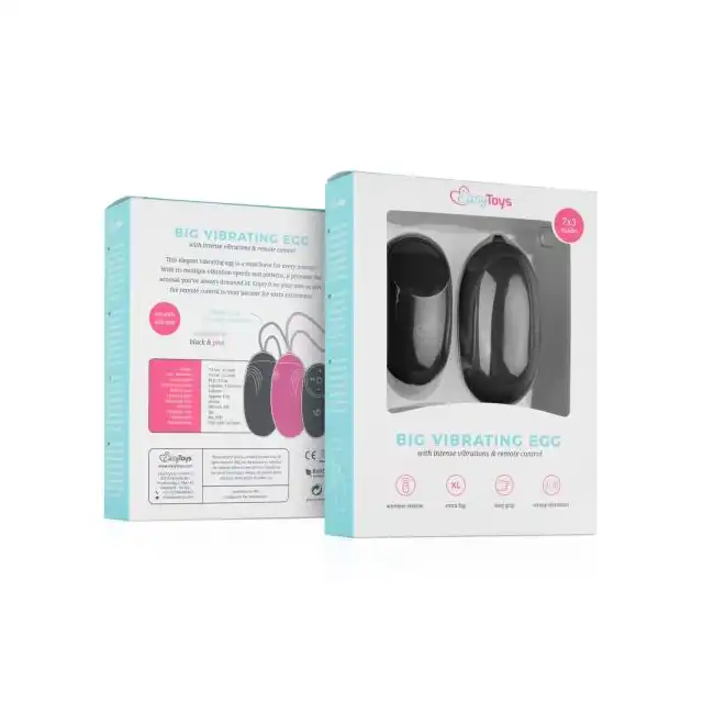 Easy Toys - Wibrujące jajeczko XL sterowane pilotem. Większe wypełnienie, lepsza stymulacja, elegancka czerń
