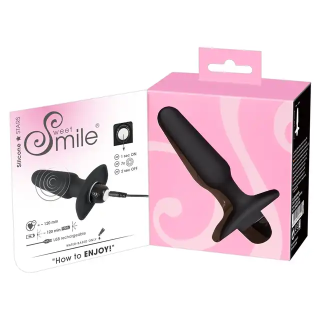 Sweet Smile - Rechargeable Butt Plug. Ładowany USB, 14 centymetrowy wibrujący plug analny. Mega Sale!