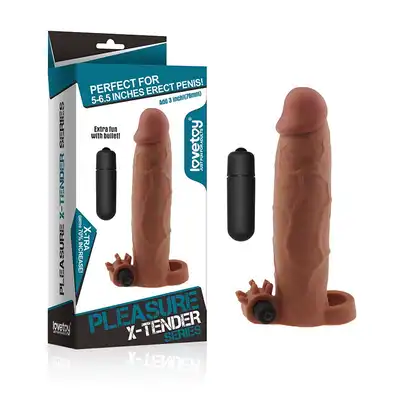 Lovetoy - Pleasure X-Tender 3" - Wibrująca nakładka na penisa ze stymulatorem łechtaczki. Niesamowite doznania!