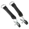 ZADO - Nipple Clamps. Zaciski na sutki z paskami skórzanymi i metalowymi pierścieniami.