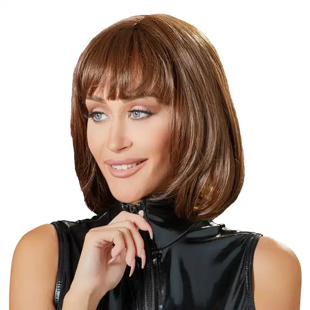 Cottelli Collection - Wig Bob. Brązowa peruka z modnym cięciem 28 cm