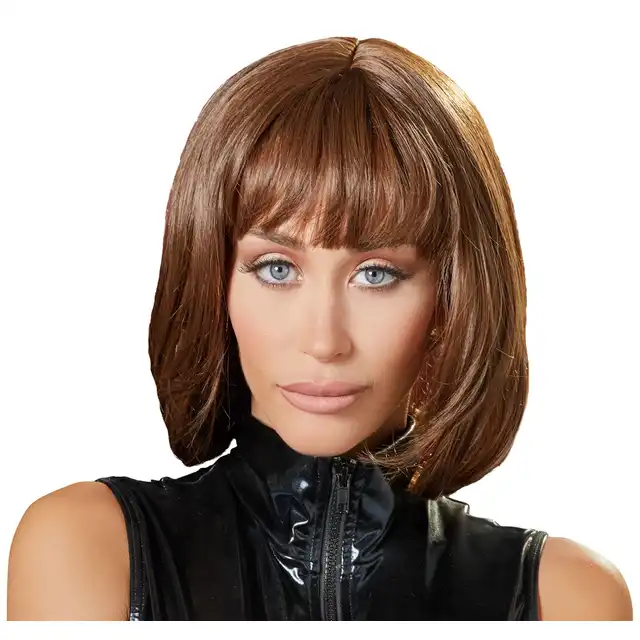 Cottelli Collection - Wig Bob. Brązowa peruka z modnym cięciem 28 cm