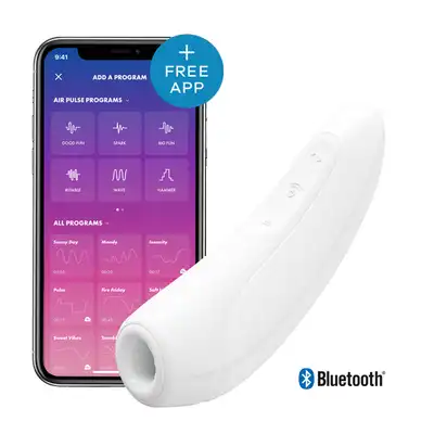 Satisfyer - Curvy 1+ White. Finezyjne wibracje w rytm ulubionej playlisty, przyjemna stymulacja Air-Pulse.