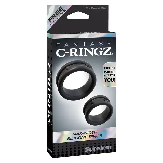 Fantasy C-Ringz - Max Width Silicone Rings Black - dwa silikonowe pierścienie erekcyjne z wypustkami