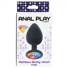 Anal Play by Toy Joy - Rainbow Booty Jewel Large. Mały silikonowy korek analny z mieniącym się diamencikiem. 4,5 cm x 9 cm. 