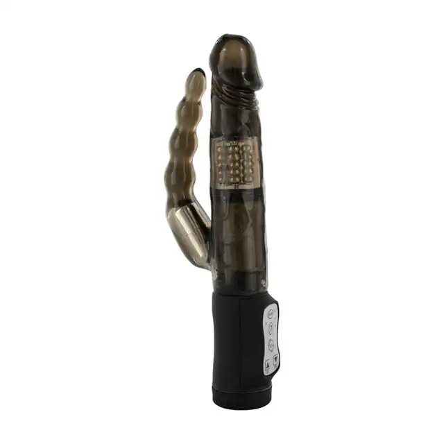 Seven Creations - Anal Rotator Pearl Black - Wielofunkcyjny wibrator z ruchomymi koralikami i stymulacją analną