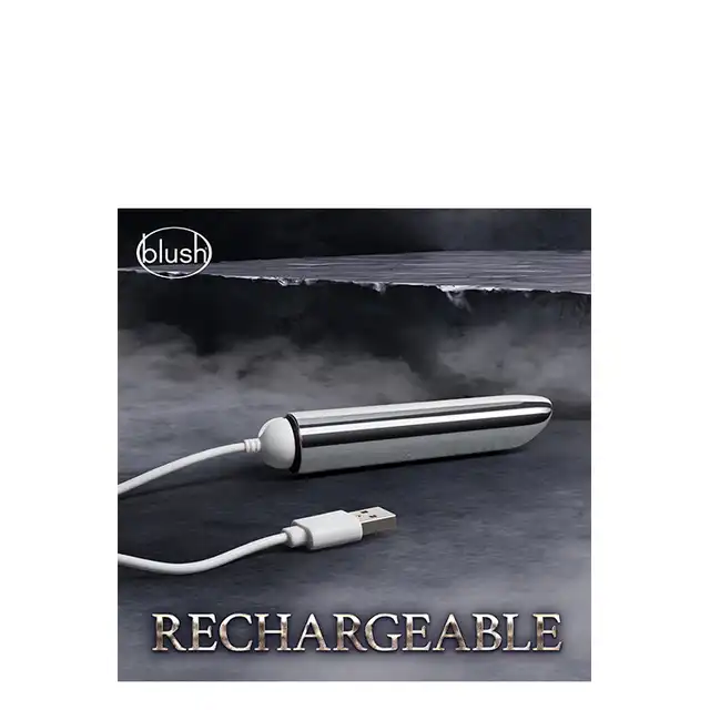The Realm -  Silver Rechargeable Bullet. Mini wibrator 10 cm x 2 cm. Dyskretny i silny. 