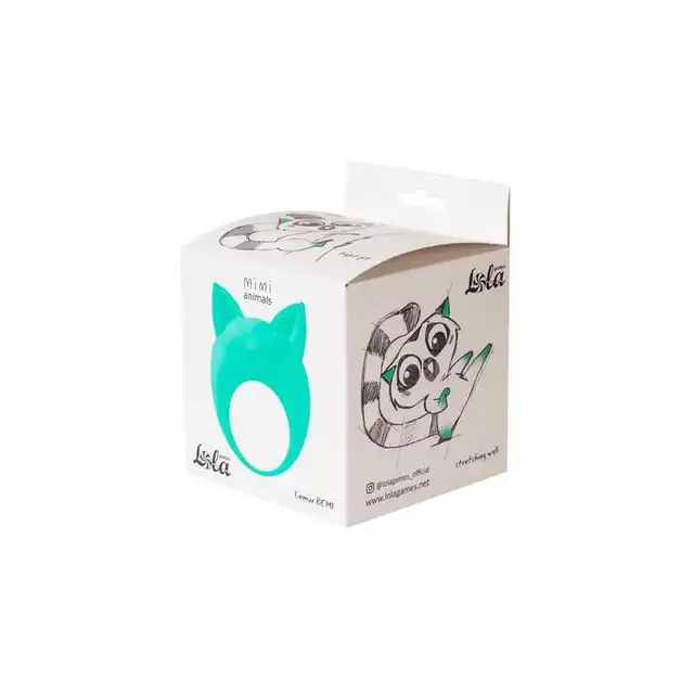 Lola - Mimi Animals Collection Lemur Remi Green. Słodki wibrujący, elastyczny ring na penisa! Wysoka jakość, uroczy design. 