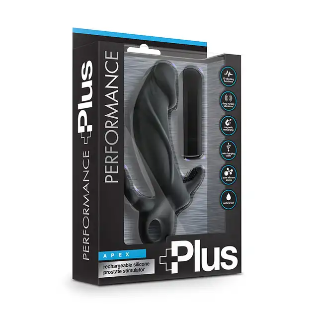 Blush - Performance Plus Apex Black USB. Wielofunkcyjna nakładka na penisa. Wibruje!