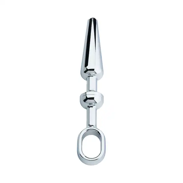 Andaro - Alu-Push Plug Medium Chrome. 10 cm Aluminiowa wtyczka analna z uchwytem. 