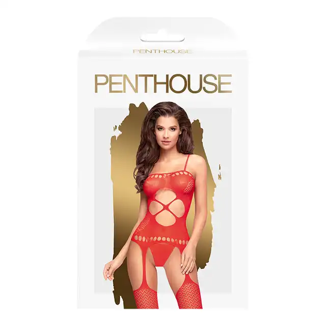 Penthouse - Hot Nightfall S/L. Zmysłowy czerwony bodystocking