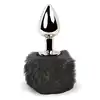Feelztoys - Bunny Tail Butt Plug Black. Urocza czarna wtyczka analna  czarnym ogonkiem.