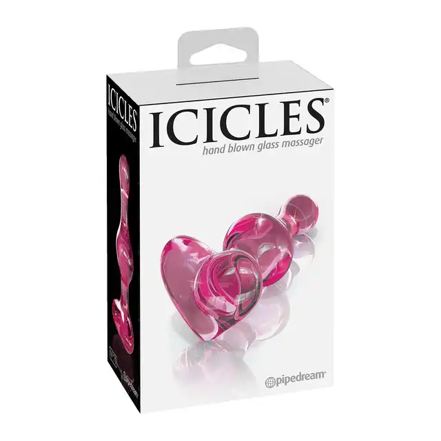 Icicles – No. 75. Różowa szklana wtyczka analna. Eleganckie dzieło sztuki erotycznej od renomowanej marki