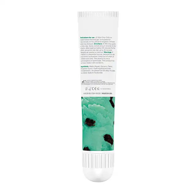 System Jo - Flavored Arousal Gel Mint Chip Chill 10 ml - Profesjonalny lubrykant na bazie wody o smaku chłodzącej mięty z nutą czekoladową