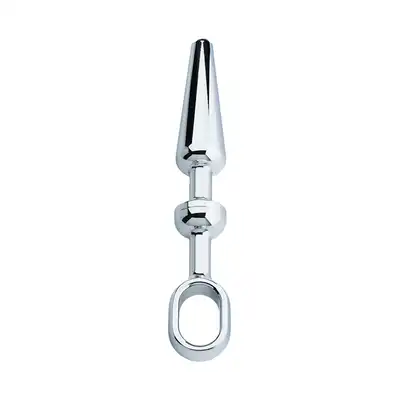 Andaro - Alu-Push Plug Medium Chrome. 10 cm Aluminiowa wtyczka analna z uchwytem. 
