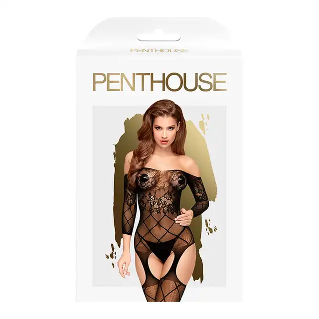 Penthouse - Top-Notch S/L. Zmysłowy bodystocking z rękawami 3/4 