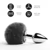 Feelztoys - Bunny Tail Butt Plug Black. Urocza czarna wtyczka analna  czarnym ogonkiem.