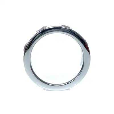 Pierścień-Metal Cock Ring with Rose Diamonds Large