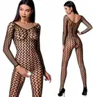 Passion - elegancka czarna Siateczna/Bodystocking z otwartym krokiem. rozmiar Uniwersalny. Model: BS068B