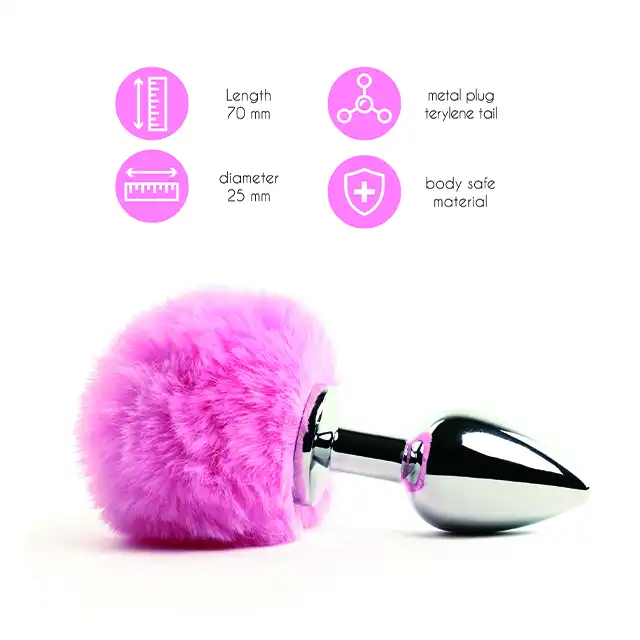 Feelztoys - Bunny Tail Pink. Korek analny z różowym ogonkiem. 