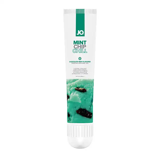 System Jo - Flavored Arousal Gel Mint Chip Chill 10 ml - Profesjonalny lubrykant na bazie wody o smaku chłodzącej mięty z nutą czekoladową
