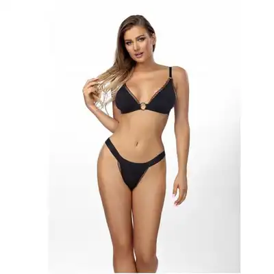 Anais - DIONISIA XXL/XXXL - zmysłowy zestaw czarnej bielizny - stringi oraz biustonosz. Gładki, elegancki materiał
