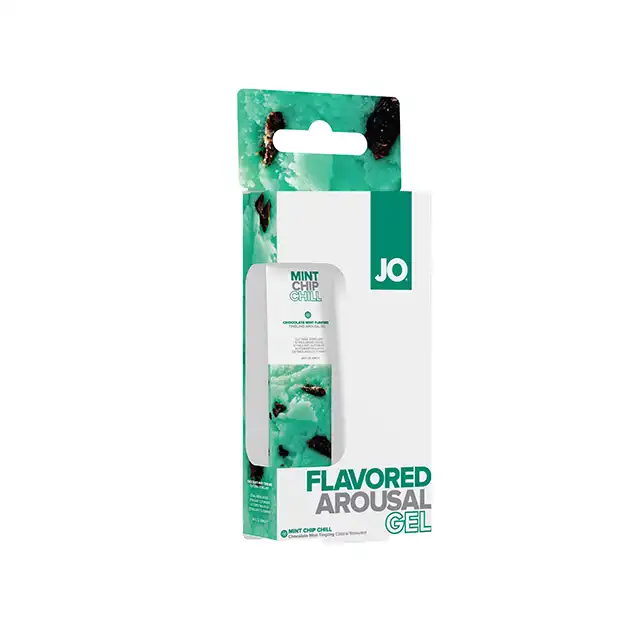 System Jo - Flavored Arousal Gel Mint Chip Chill 10 ml - Profesjonalny lubrykant na bazie wody o smaku chłodzącej mięty z nutą czekoladową
