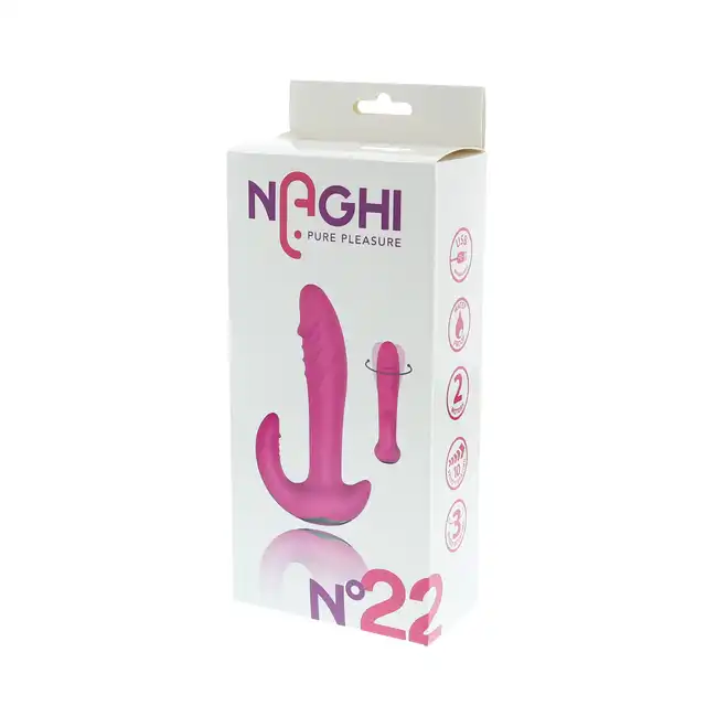 Naghi - No.22 Pure Pleasure Duo Vibrator. Podwójny wibrator ze stymulatorem łechtaczki. USB