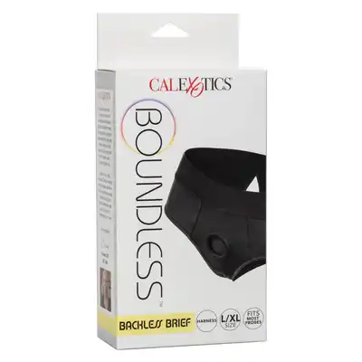 Calexotics - Boundless Backless Brief XXL/XXXL. Idealnie dopasowany pas strap-on z dziurką. Rozmiar plus size