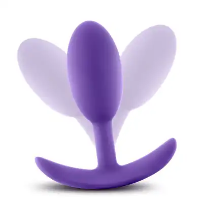 Blush - Luxe Vibra Slim Plug Medium. Fioletowy plug z wy godnym uchwytem. Silikon