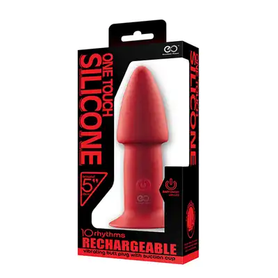 Rechargeable Butplug Red 5 Inch - 5-cio Calowy Plug Czerwony z Wibracjami