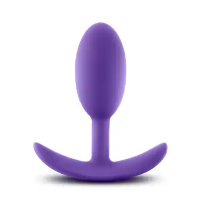 Blush - Luxe Vibra Slim Plug Medium. Fioletowy plug z wy godnym uchwytem. Silikon