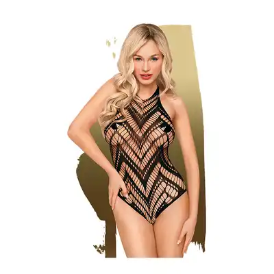 Penthouse - Go Hotter S/L. Czarne zmysłowe bodystockingowe body