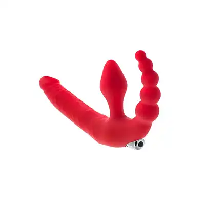 Toyfa - Strapless Strap-On Red. Niezwkły silikonowy strap-on z wibratorem. 
