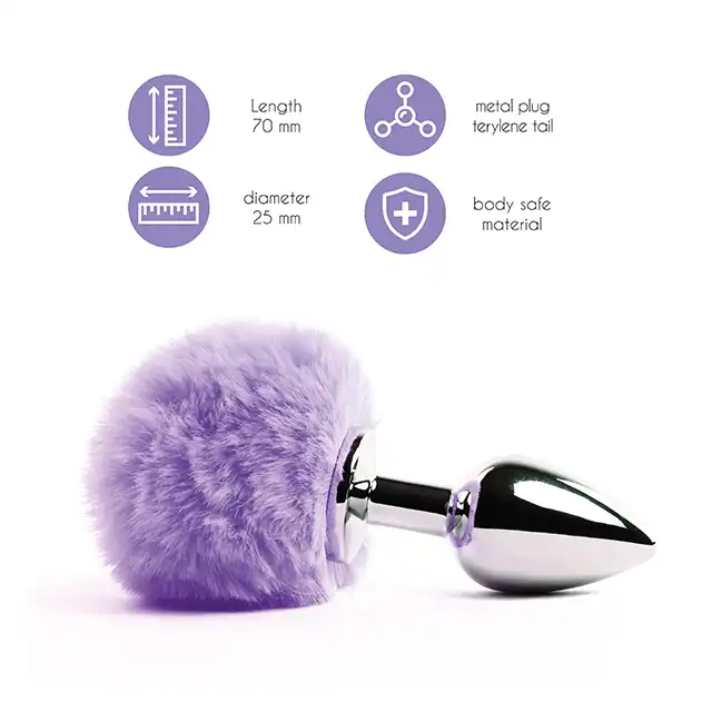 Feelztoys - Bunny Tails Butt Plug Purple. Niezwykle uroczy Korek analny fioletowy.