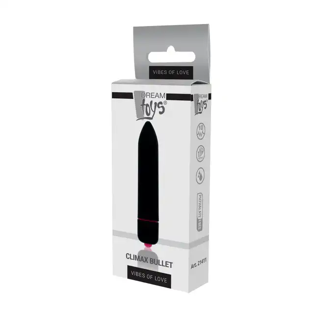 Dream Toys - Vibes Of Love 10-speed Climax Bullet - czarny, kieszonkowy wibrator, 10 funkcji wibracji!